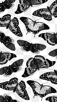 Black butterfly png pattern, transparent background, remixed from the artwork of E.A. S&eacute;guy