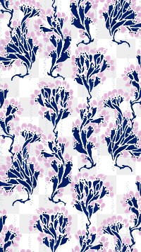 Vintage botanical png pattern, transparent background, remixed from the artwork of E.A. Séguy