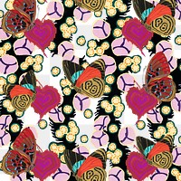 Exotic butterfly png vintage pattern, transparent background, remixed from the artwork of E.A. Séguy