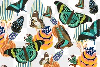 Exotic butterfly png vintage pattern, transparent background, remixed from the artwork of E.A. Séguy