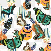 Exotic butterfly png vintage pattern, transparent background, remixed from the artwork of E.A. S&eacute;guy