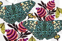 Exotic butterfly png vintage pattern, transparent background, remixed from the artwork of E.A. Séguy