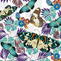 Exotic butterfly png vintage pattern, transparent background, remixed from the artwork of E.A. Séguy