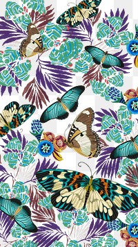 Exotic butterfly png vintage pattern, transparent background, remixed from the artwork of E.A. Séguy