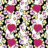 Pink exotic flower png pattern, transparent background, remixed from the artwork of E.A. Séguy