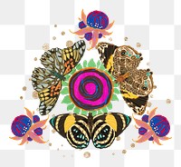 Surreal butterfly triangle png sticker, abstract remix on transparent background