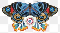 Blue floral butterfly png sticker, creative remix on transparent background