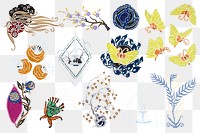 E.A. Séguy's png vintage botanical sticker set, transparent background. Remixed by rawpixel.