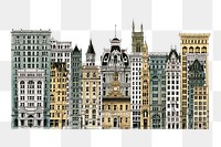 Philadelphia's sky-scrapers png vintage architecture, transparent background.  Remastered by rawpixel