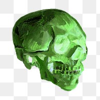 PNG Vincent van Gogh's green skull sticker, transparent background. Remixed by rawpixel.