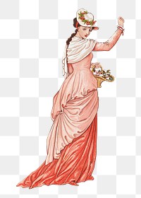 Walter Crane's png Valentine, Victorian woman on transparent background.    Remastered by rawpixel