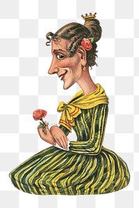 Victorian woman png cartoon on transparent background.   Remastered by rawpixel