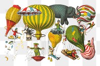 PNG hot air balloon sticker, transparent background.  Remastered by rawpixel