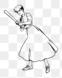 Louise Clarke's png woman baseball player on transparent background.  Remastered by rawpixel