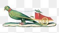 Parrot png pulling a chariot, animal on transparent background.  Remastered by rawpixel