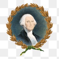 George Washington portrait png badge, transparent background.   Remastered by rawpixel