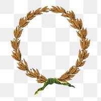 Gold laurel wreath png frame, transparent background.   Remastered by rawpixel