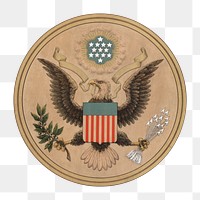 Eagle badge png U.S. coat of arms sticker, transparent background.  Remastered by rawpixel