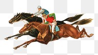 Vintage horse riders png sticker, sports on transparent background.  Remastered by rawpixel