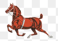 Running horse png sticker, vintage animal on transparent background.  Remastered by rawpixel