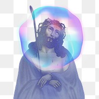 PNG Jesus Christ with crown of thorns sticker, transparent background. Remixed by rawpixel.