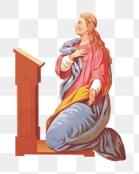 The Annunciation's woman png sticker on transparent background.  Remastered by rawpixel