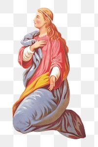 The Annunciation's woman png sticker on transparent background.  Remastered by rawpixel