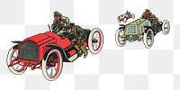 Vintage automobile race png sticker, sports illustration on transparent background.  Remastered by rawpixel