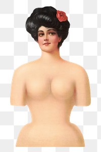 Victorian woman's png body on transparent background.  Remastered by rawpixel