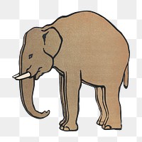 Elephant png sticker, vintage animal on transparent background.  Remastered by rawpixel