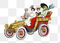 Women png and a man riding in automobile on transparent background.  Remastered by rawpixel