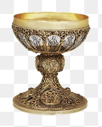 Gold chalice png goblet sticker, transparent background.    Remastered by rawpixel