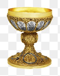 Gold chalice png goblet sticker, transparent background.    Remastered by rawpixel