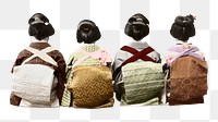 Japanese women png sitting, rear view photo on transparent background.    Remastered by rawpixel