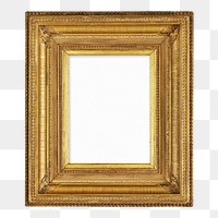 Vintage picture frame png sticker, gold luxurious design, transparent background