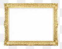 Vintage picture frame png sticker, gold luxurious design, transparent background