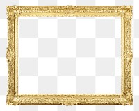 Vintage picture png frame, gold luxurious design, transparent background