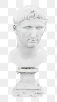 Head of Augustus png, Greek porcelain sculpture on transparent background.    Remastered by rawpixel