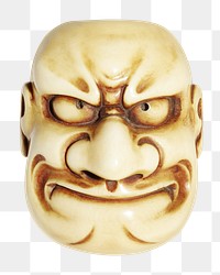 PNG Japanese ivory mask sticker, transparent background.    Remastered by rawpixel