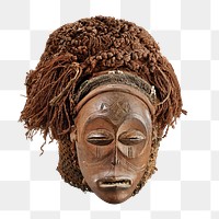 PNG African wooden mask sticker, transparent background.    Remastered by rawpixel