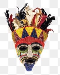 African Tabwa mask png sticker, transparent background.    Remastered by rawpixel