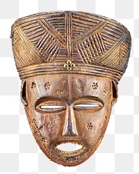 Wooden mask png tribal sticker, transparent background.    Remastered by rawpixel