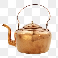 Copper kettle png gooseneck swing handle sticker, transparent background.    Remastered by rawpixel