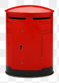 PNG red postbox bank sticker, transparent background.    Remastered by rawpixel