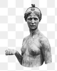 Standing woman png sticker, Venus nude Greek statue on transparent background.    Remastered by rawpixel
