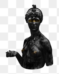 Woman sculpture png black design sticker, transparent background. Remixed by rawpixel.