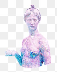 Woman sculpture png iridescent sticker, transparent background. Remixed by rawpixel.