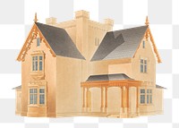 Cottages png vintage building sticker, transparent background.   Remastered by rawpixel