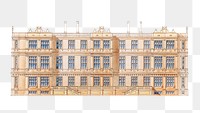 Longleat png vintage building sticker, transparent background.   Remastered by rawpixel