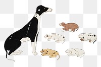 Dog with pups png sticker on transparent background.   Remastered by rawpixel